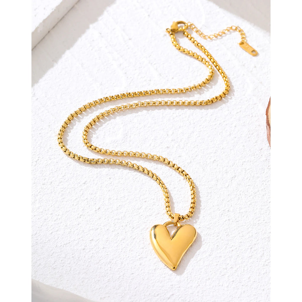Irregular Heart Pendant Necklace — 316L Stainless Steel · PS412