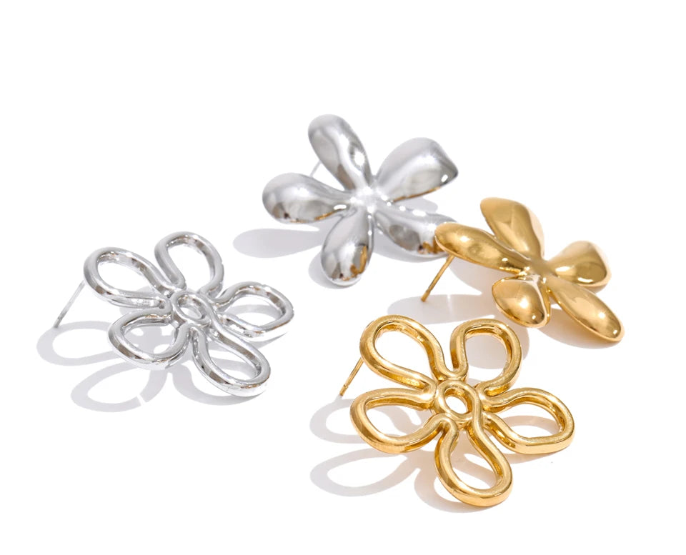 Flower Earrings — Gold-Plated Stainless Steel · PS1315