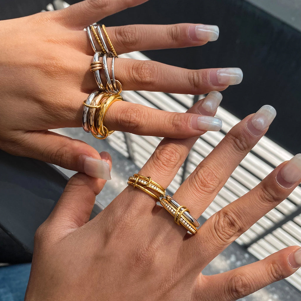 Mixed Band Ring Stack — Stainless Steel · PS273