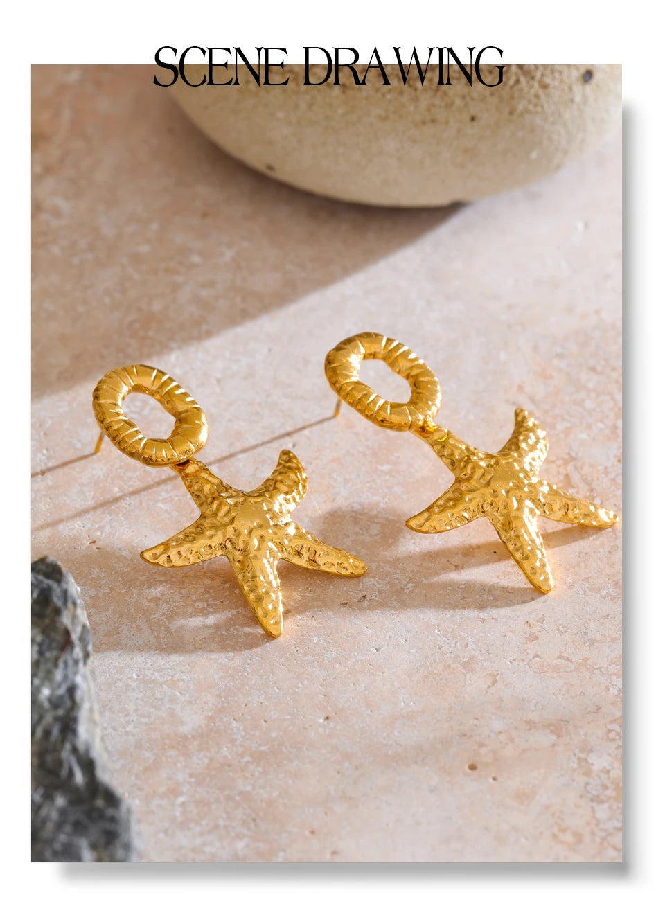 Star earrings in gold-plated stainless steel.