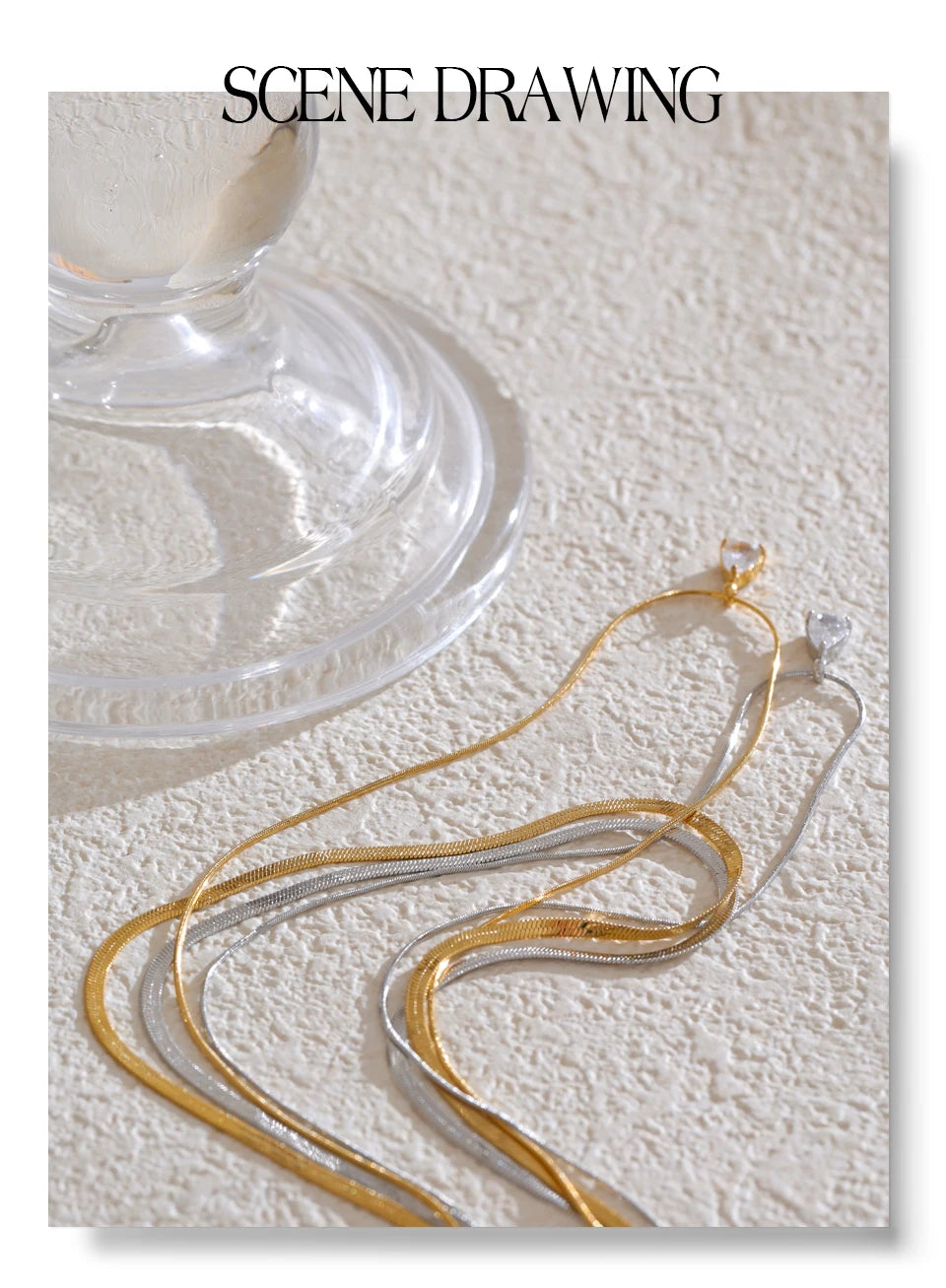 Cubic zirconia snake geometric necklace in gold-plated stainless steel with cubic zirconia.