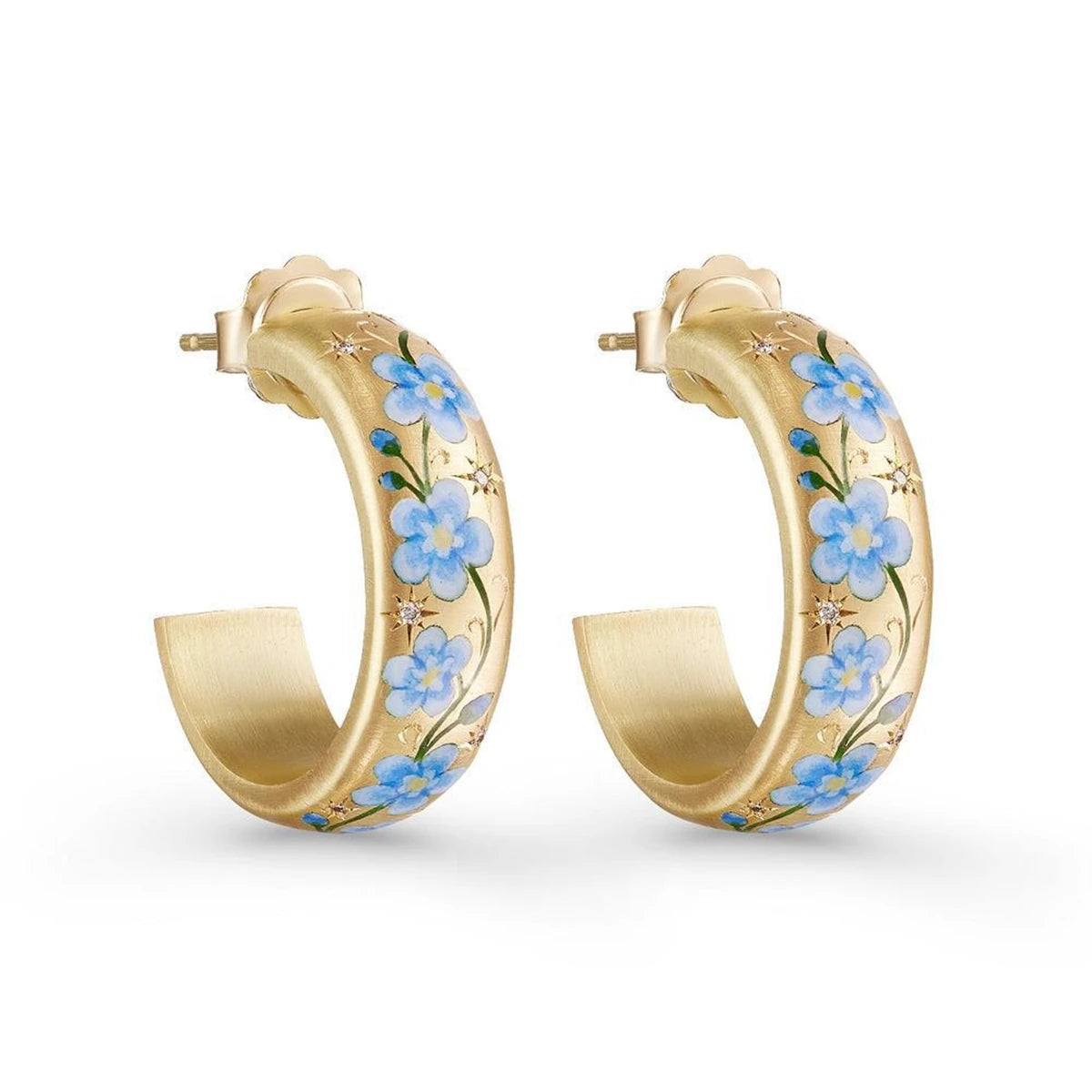 Gong Tingfeng hand-painted flower earrings, floral roses, C-shaped earrings, niche personalized design, and decorative items