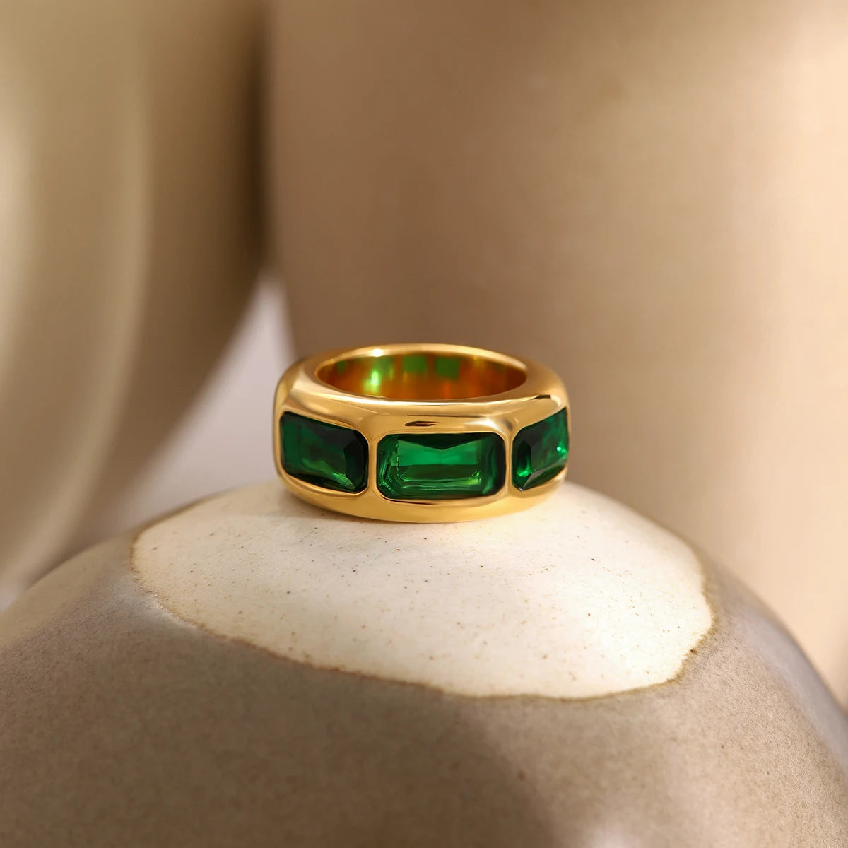 CZ Square Ring — Stainless Steel · PS287
