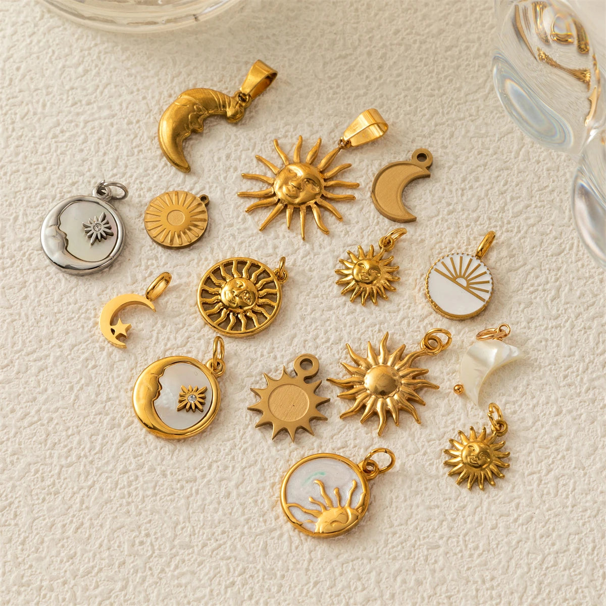 【DIY Pendant】Gold Plated Copper & Stainless Steel Celestial Charm Pendant - PC014