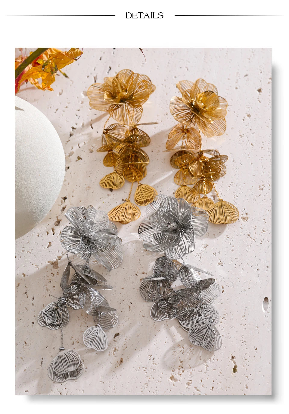 Flower Earrings — Gold-Plated Stainless Steel · PS2148