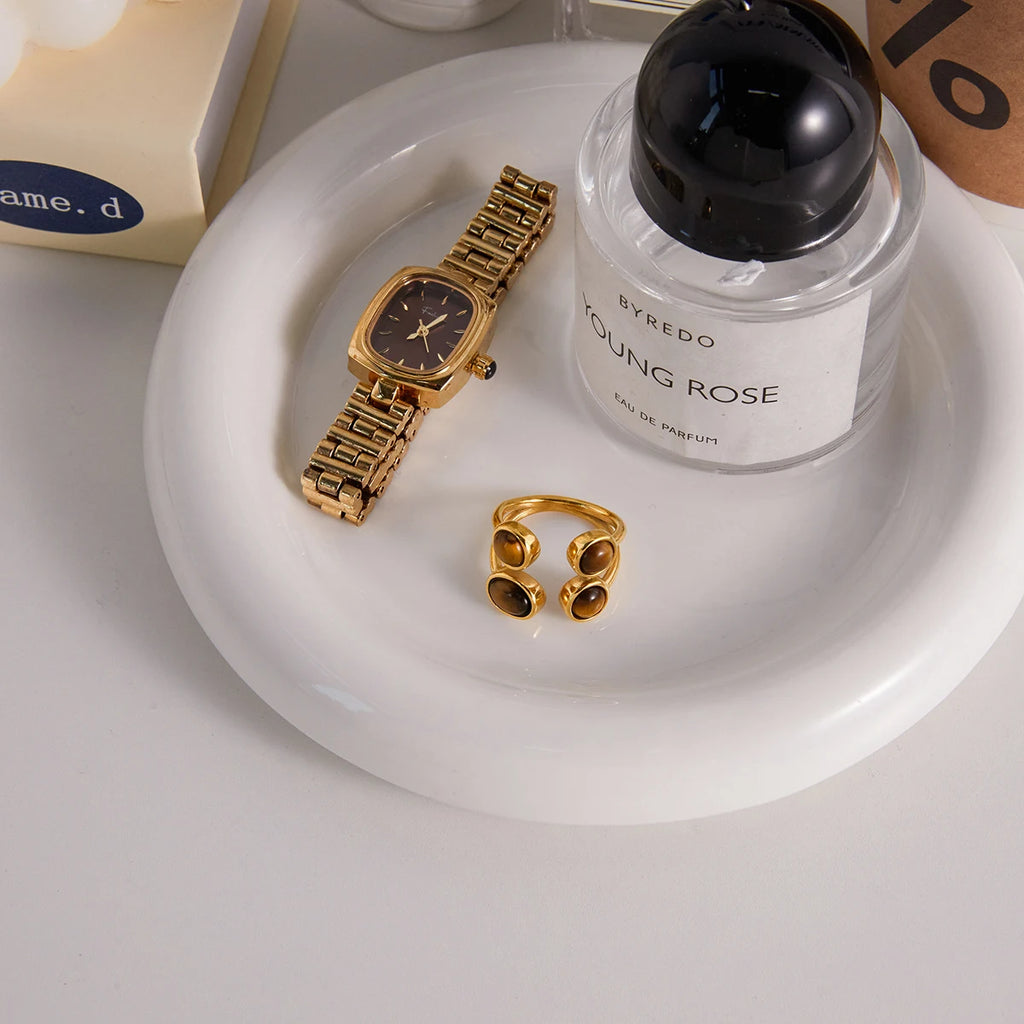 Tiger Eye Stone Ring — Stainless Steel · PS350