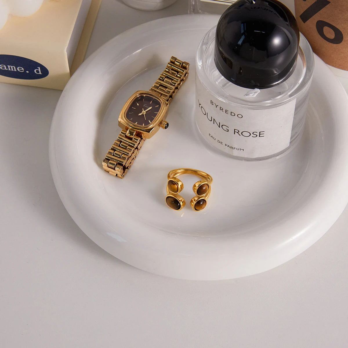 Tiger Eye Stone Ring — Stainless Steel · PS350