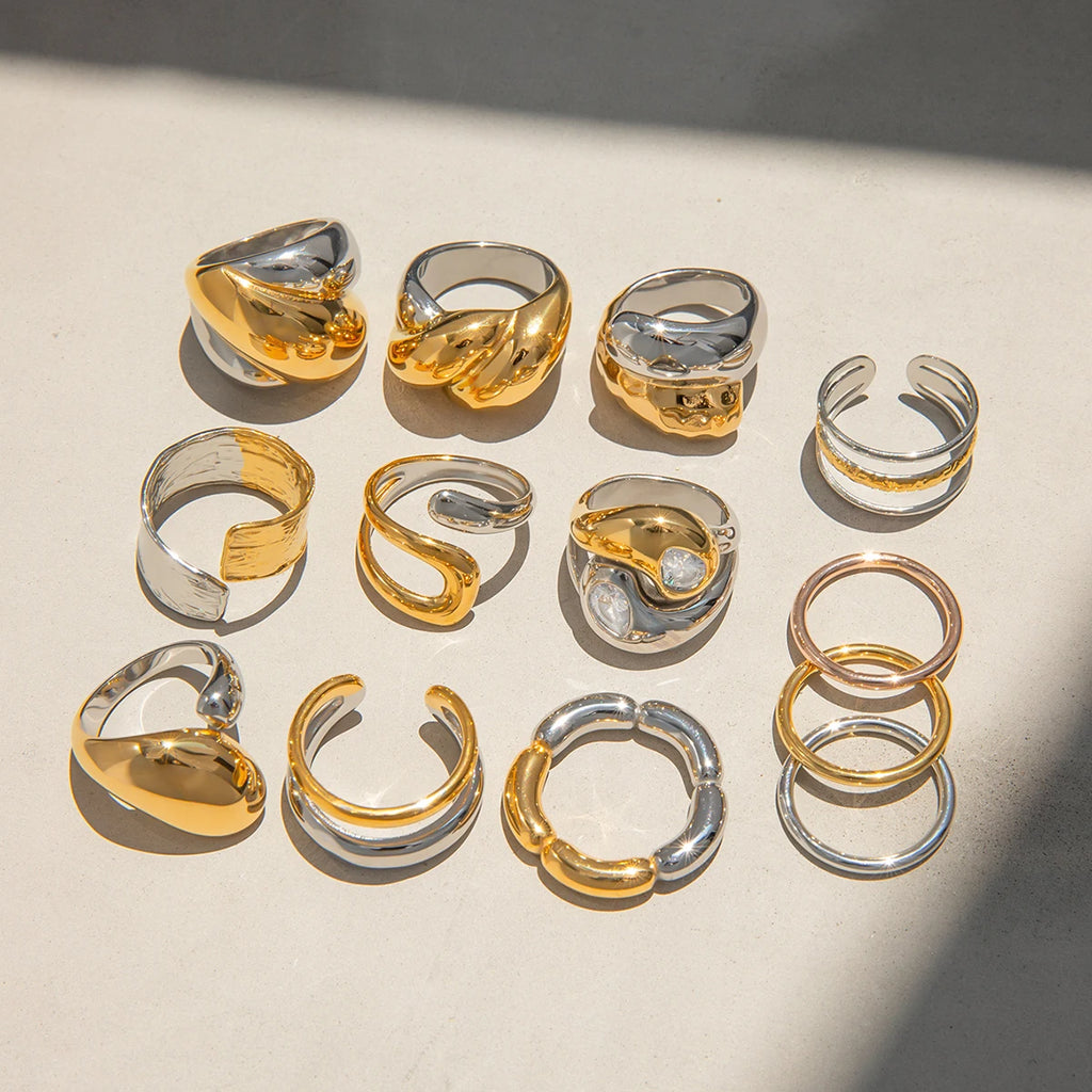 Pearl Shell Ring Stack — Stainless Steel · PS258