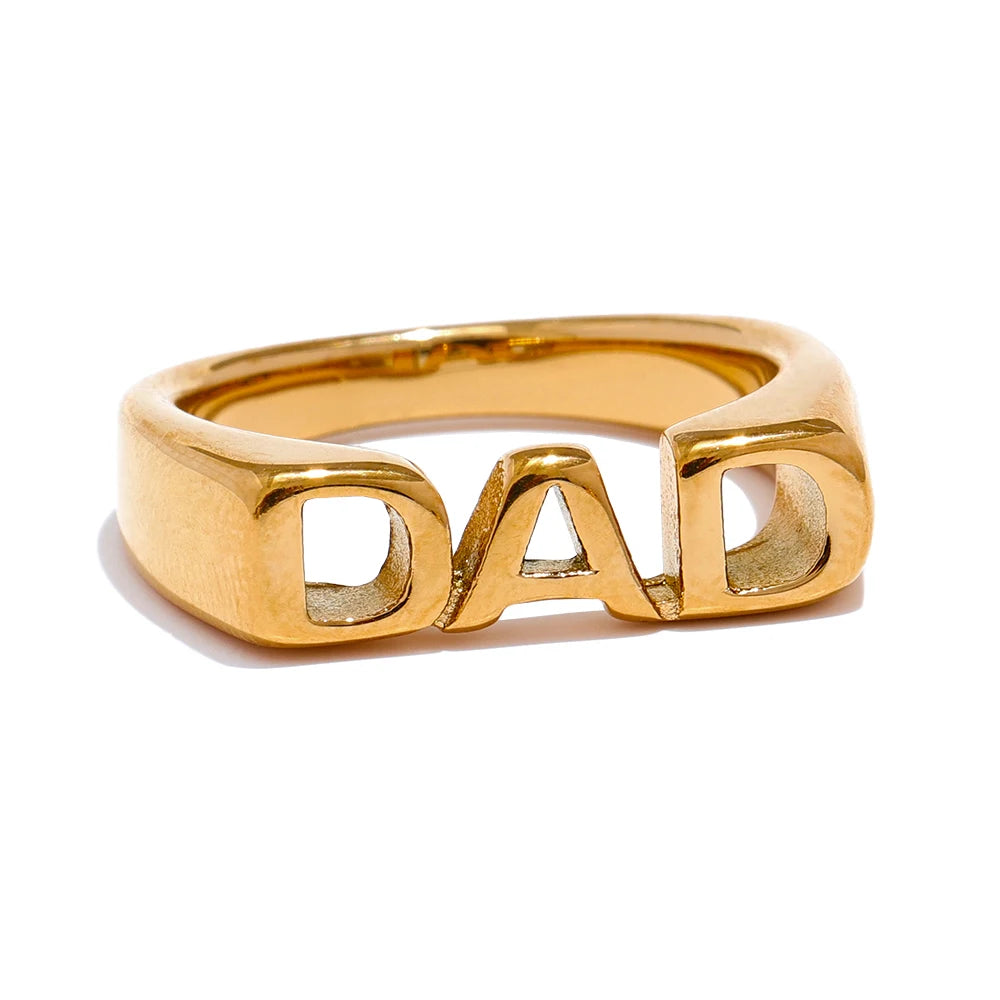 Geometric ring in 18K gold-plated stainless steel.