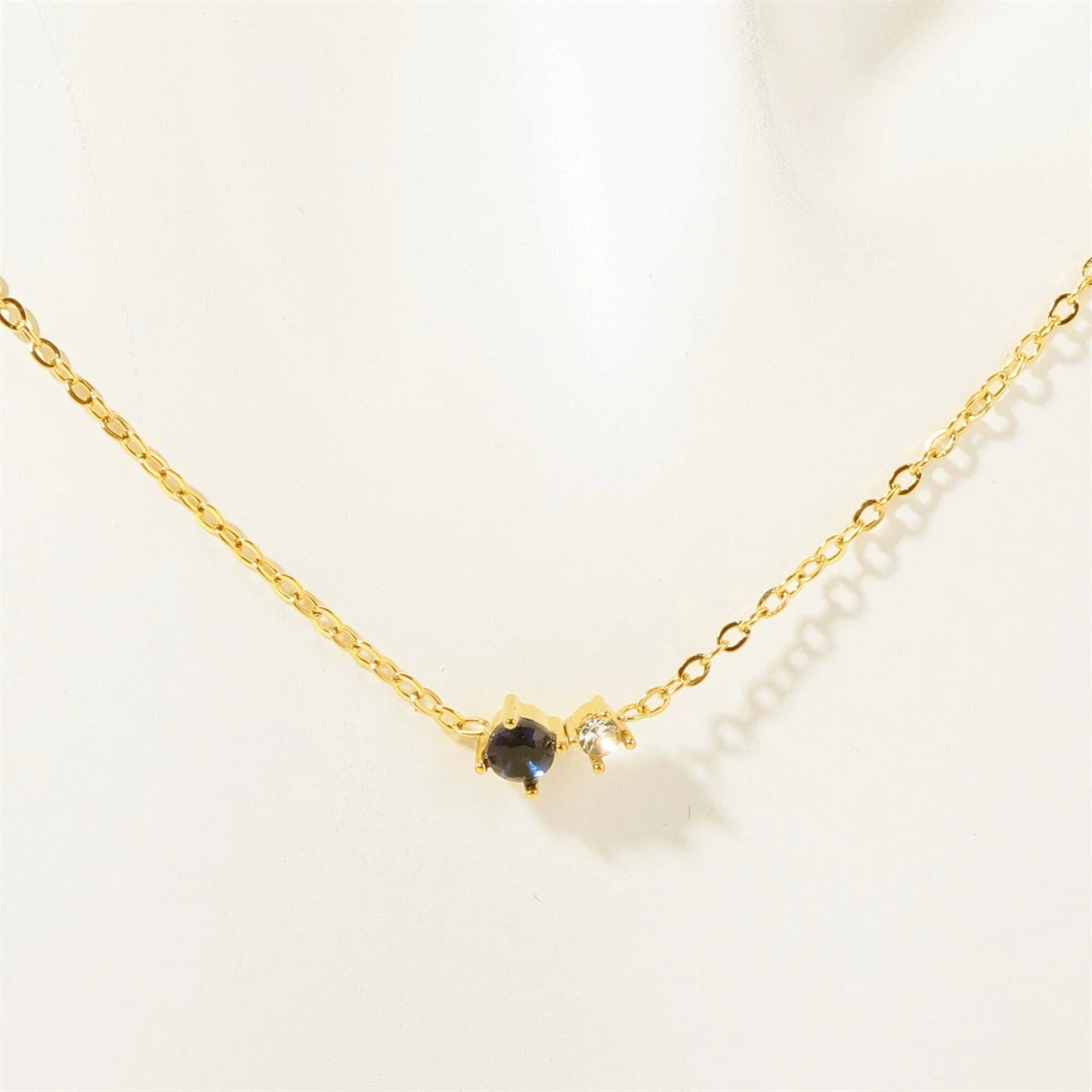 Titanium Steel 12 Birthday Stone Zircon Vintage Art Necklace Collar Chain High Color Protection 18K Gold Plated Necklace