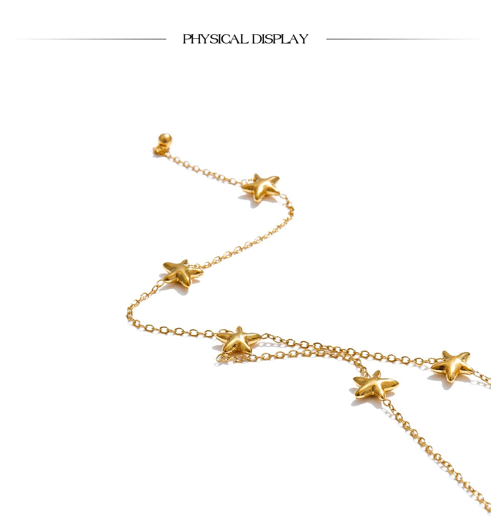 Star chain necklace in gold-plated stainless steel.