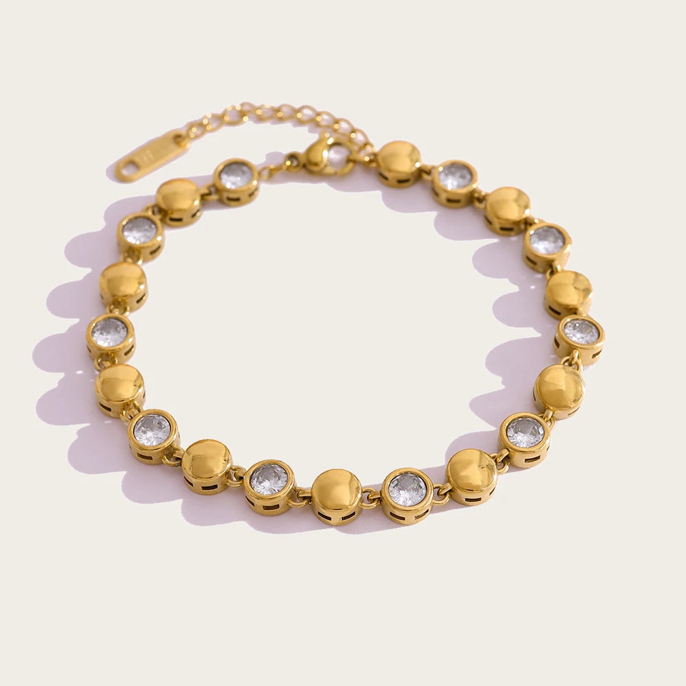 Zircon Beaded Bracelet — 316L Stainless Steel · PS394