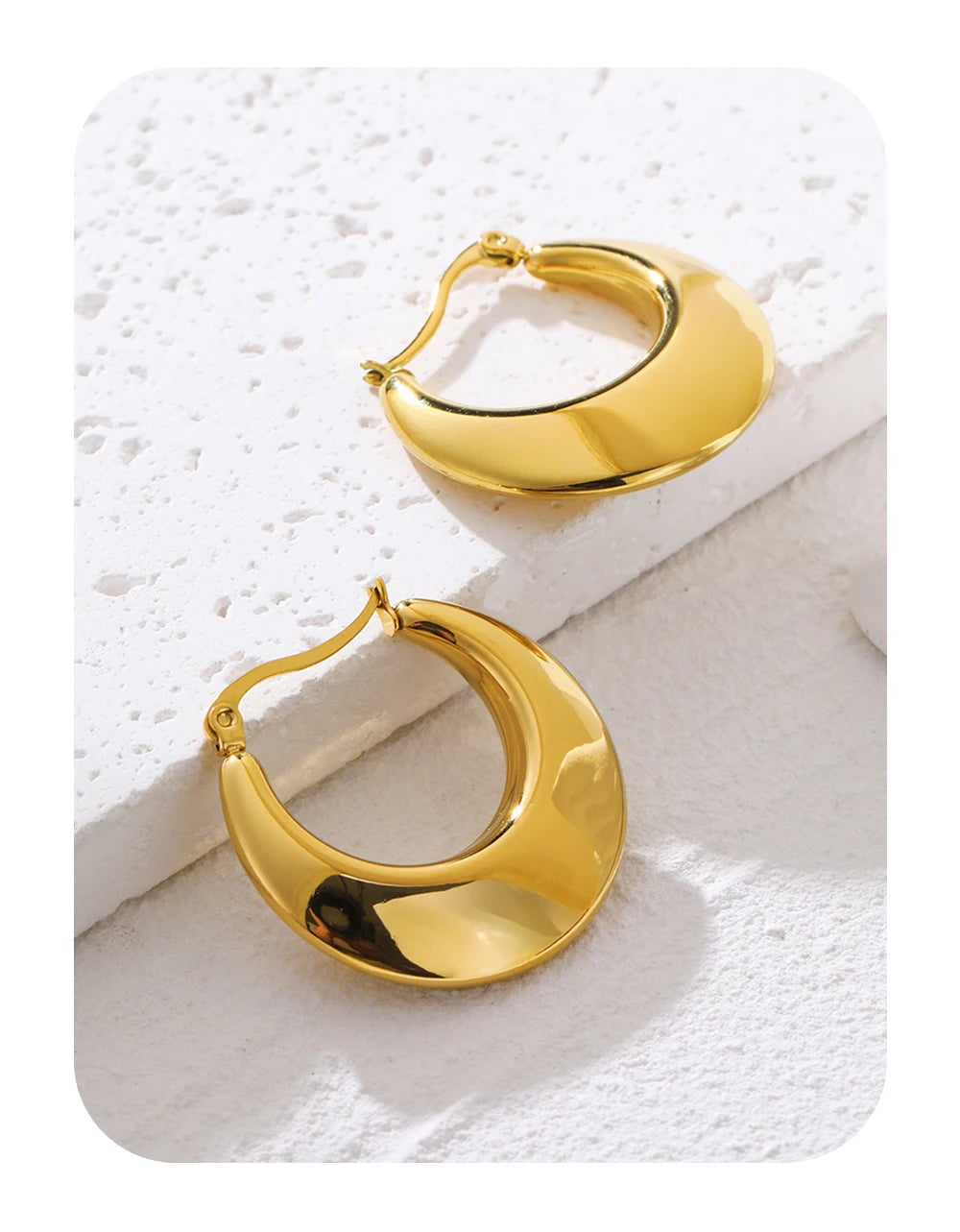 Hoop Earrings Chunky Glossy Metallic — 316L Stainless Steel · PS415