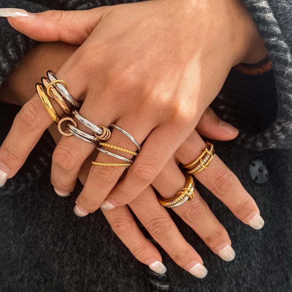 Mixed Band Ring Stack — Stainless Steel · PS273