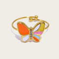 Colorful Enamel Butterfly Ring — Stainless Steel · PS469