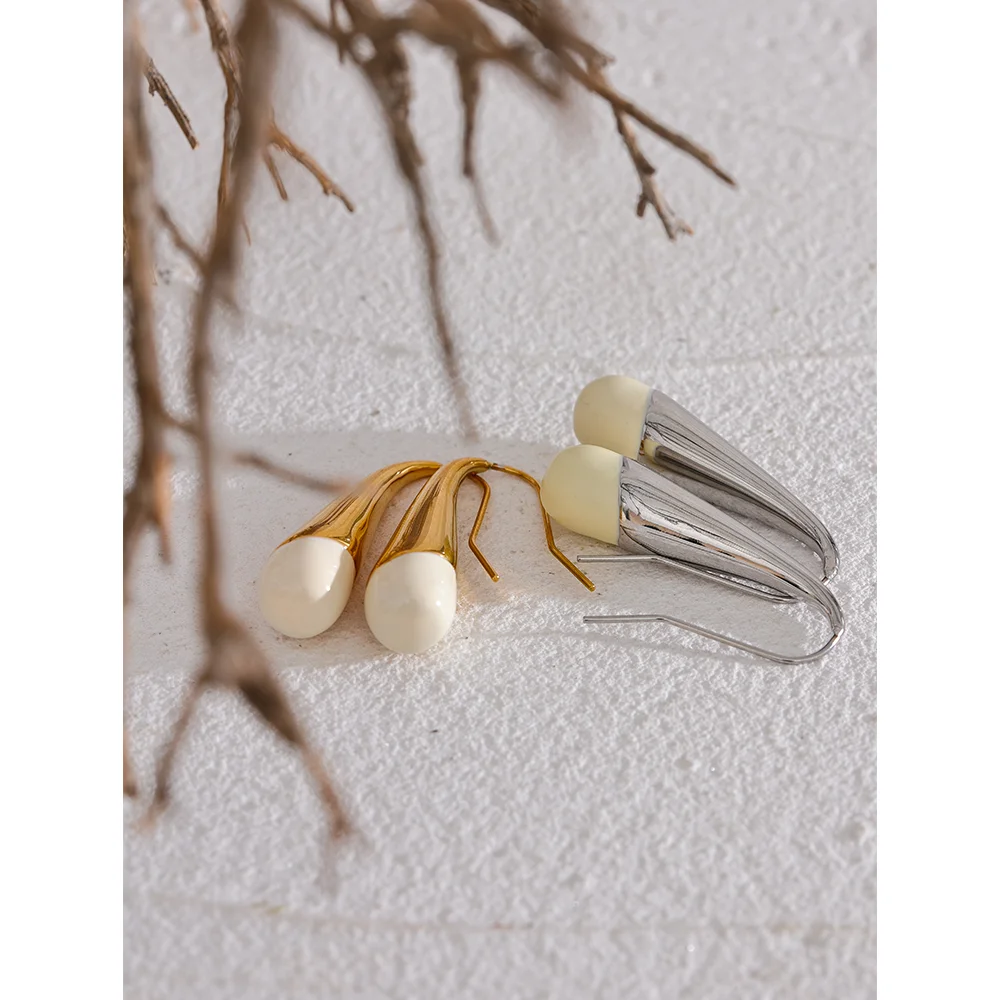 Enamel Geometric Earrings — Gold-Plated 316L Stainless Steel with Enamel · PS1605