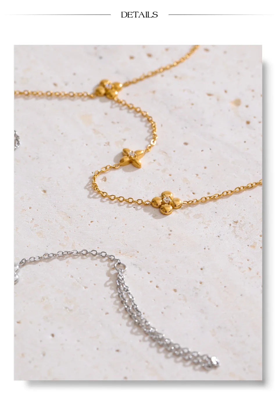 Cubic Zirconia Pearl Flower Bracelet — Gold-Plated Stainless Steel with Pearl and Cubic Zirconia · PS2173