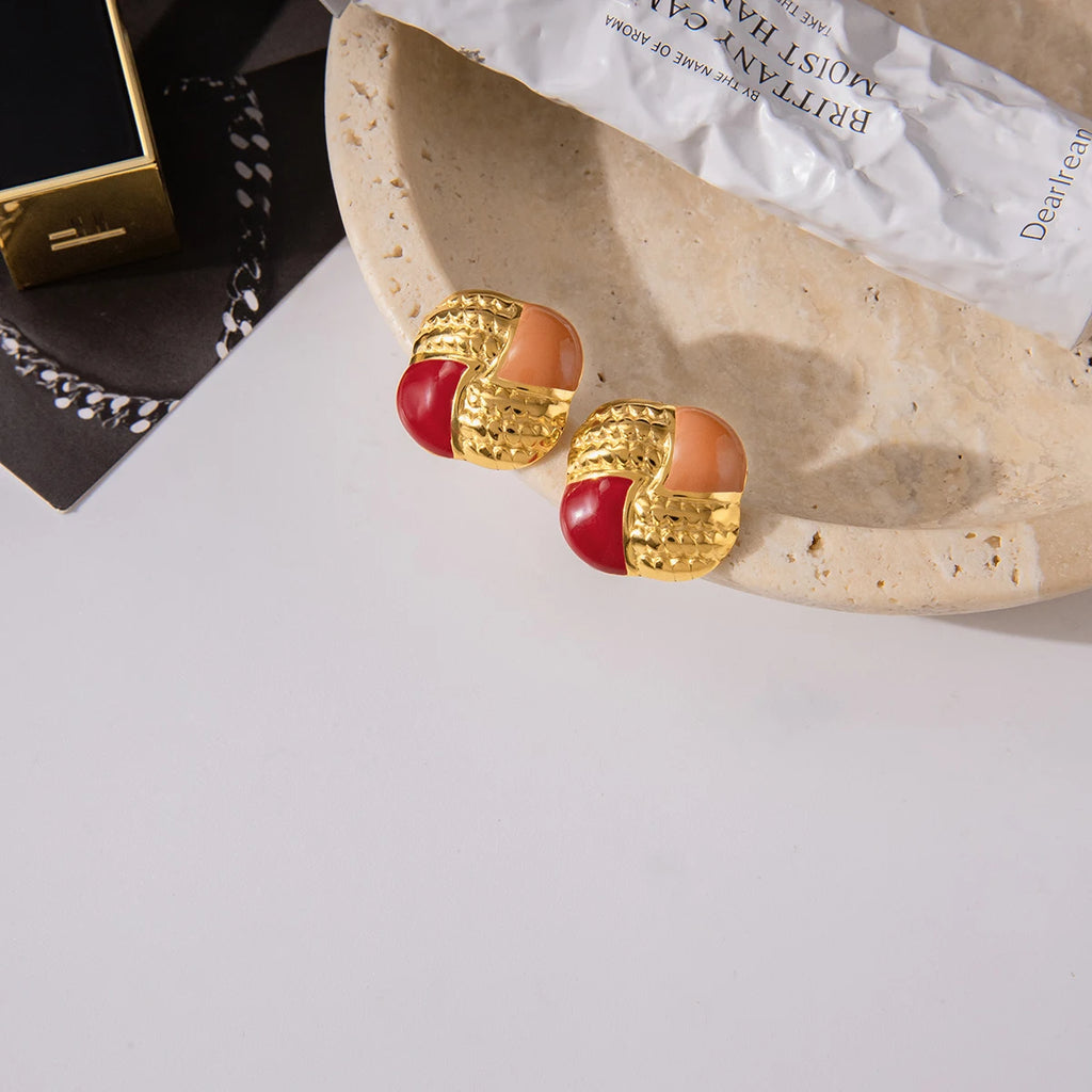 Two-Tone Woven Hoop Earrings — Stainless Steel · PS100