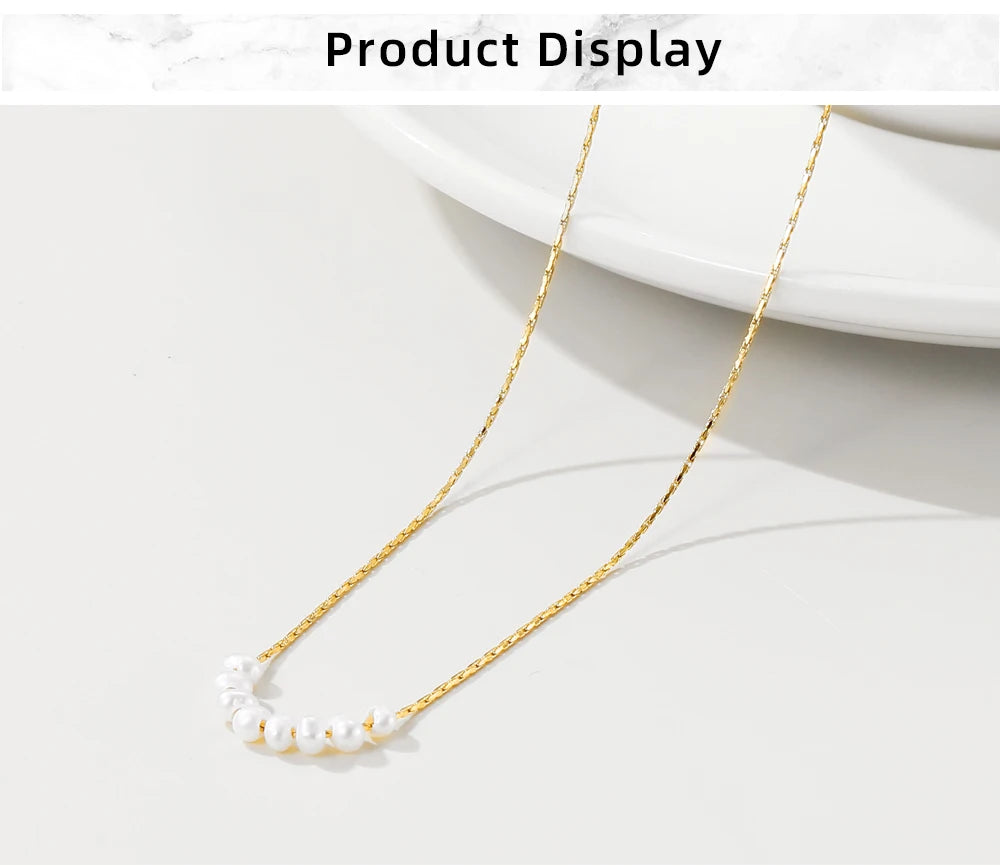 Chain Natural Pearl Pendant Chain Necklace — 316L Stainless Steel · PS470
