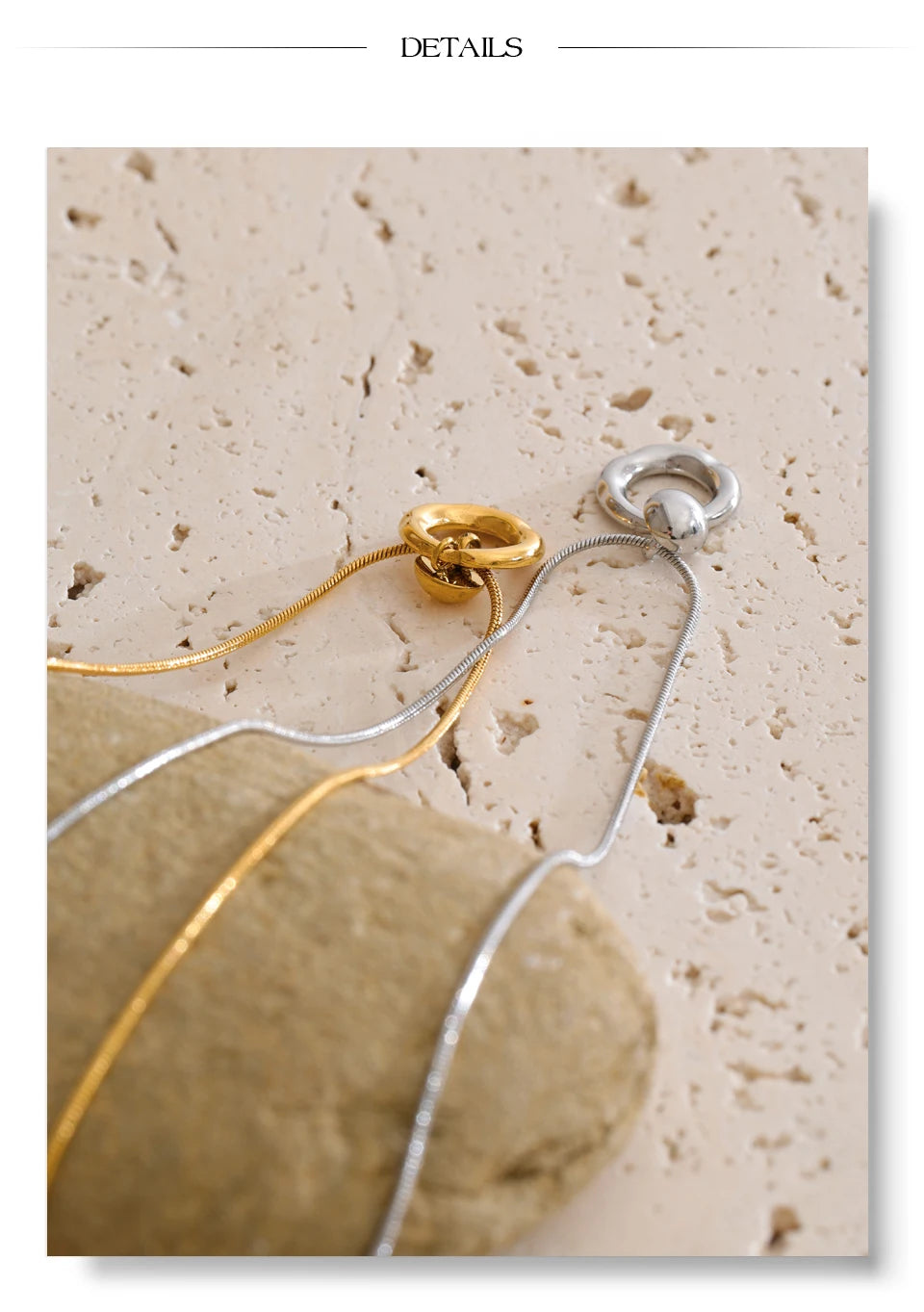 Geometric necklace in gold-plated stainless steel.