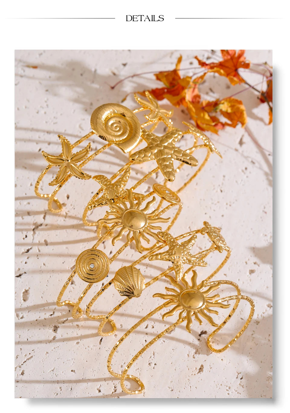 Shell Star Sun Bracelet — Gold-Plated Stainless Steel with Shell · PS2309