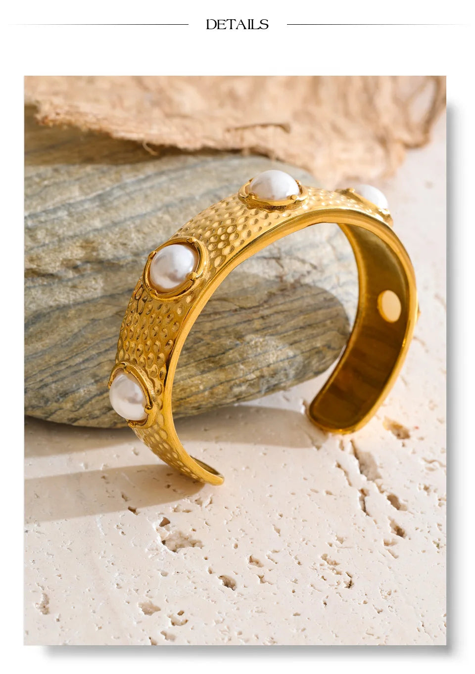 Pearl Geometric Bracelet — Gold-Plated Stainless Steel with Pearl · PS1399