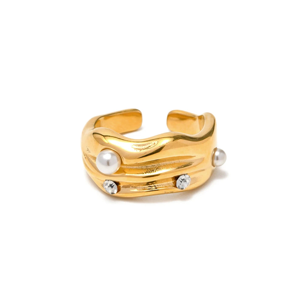 Pearl Open Ring — Stainless Steel · PS243