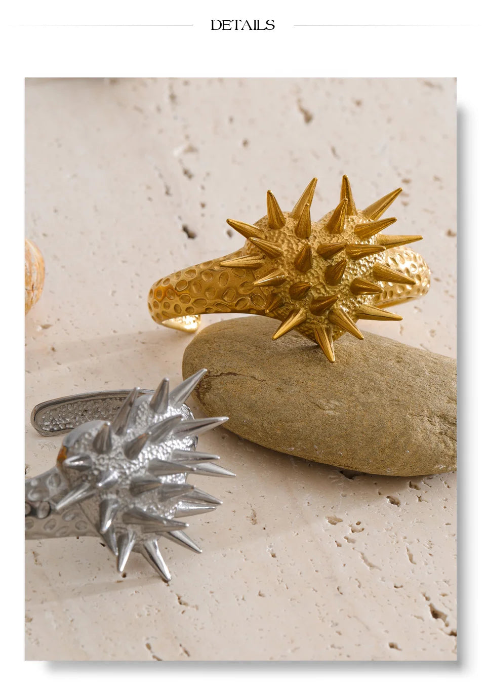 Heart geometric bracelet in gold-plated stainless steel.