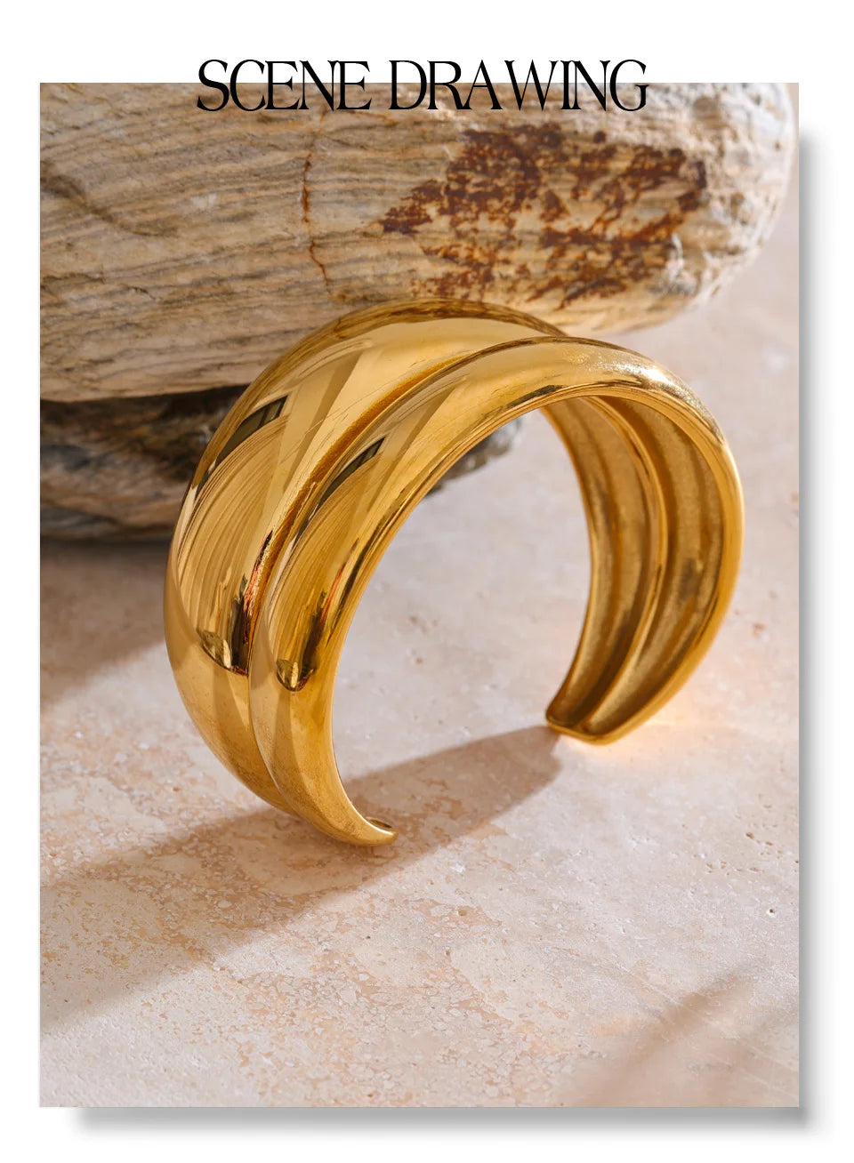 Geometric Layered Bracelet — 18K Gold-Plated Stainless Steel · PS2054