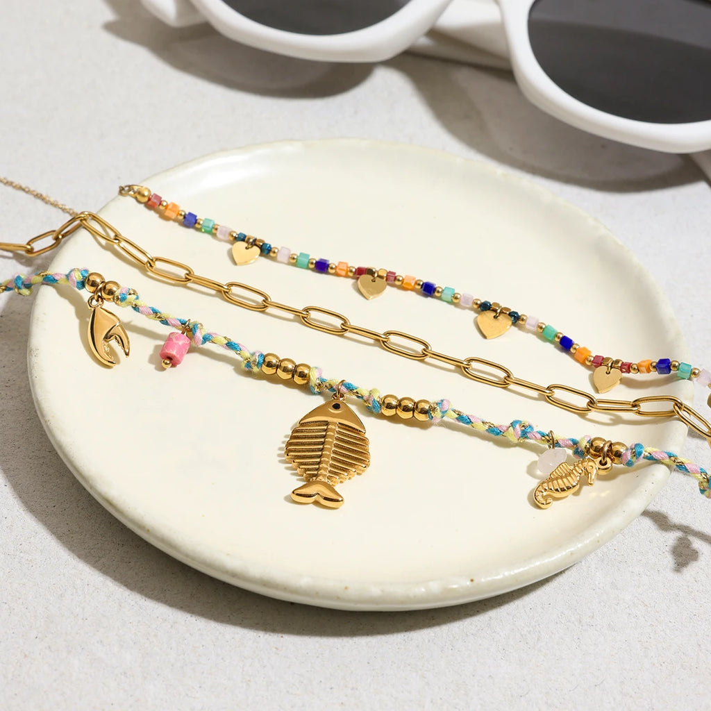 Ocean Charm Layered Necklace — Stainless Steel · PS160