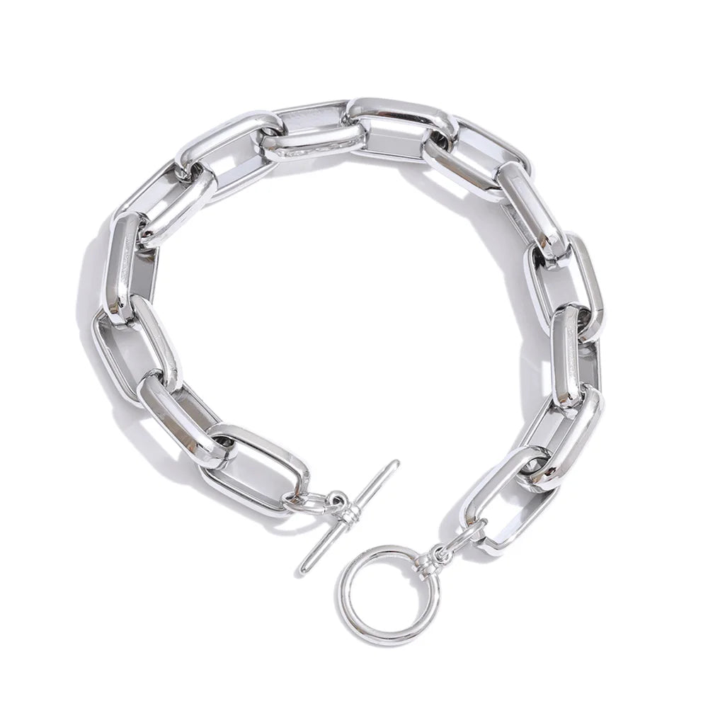 Geometric Chain Bracelet — Gold-Plated Stainless Steel · PS1157