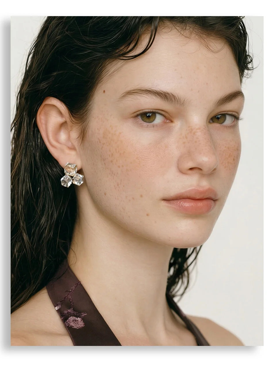 Crystal Geometric Earrings — Stainless Steel with Crystal · PS1154