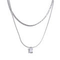 Cubic zirconia geometric chain necklace in gold-plated stainless steel with cubic zirconia.