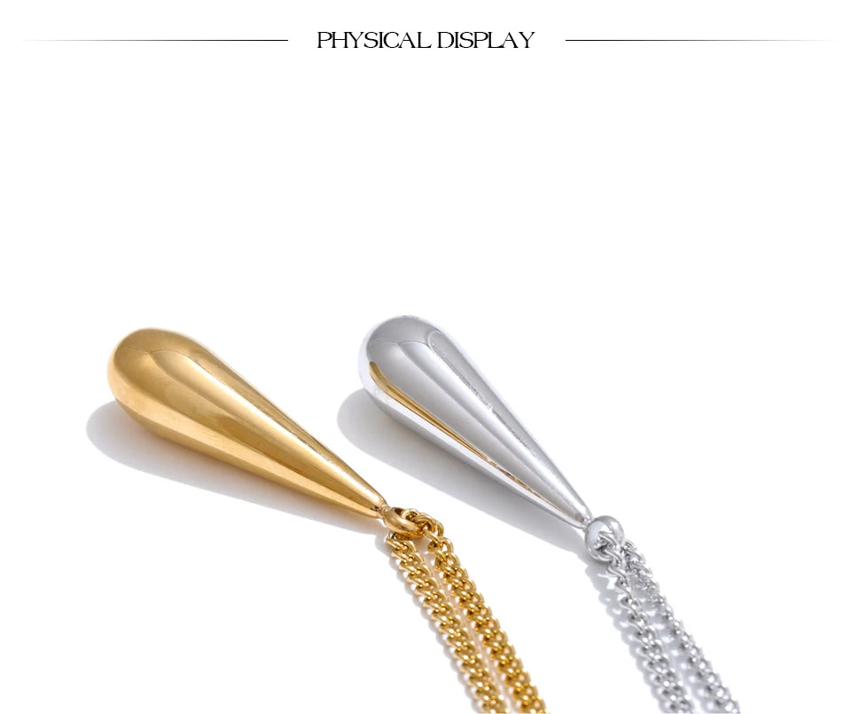 Water drop necklace in gold-plated stainless steel.
