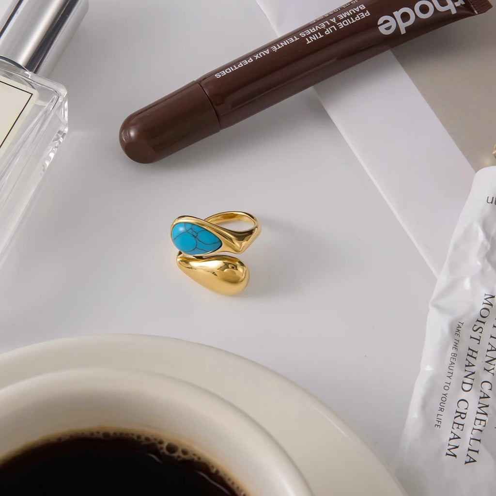 Color Stone Statement Ring Stack — Stainless Steel · PS249