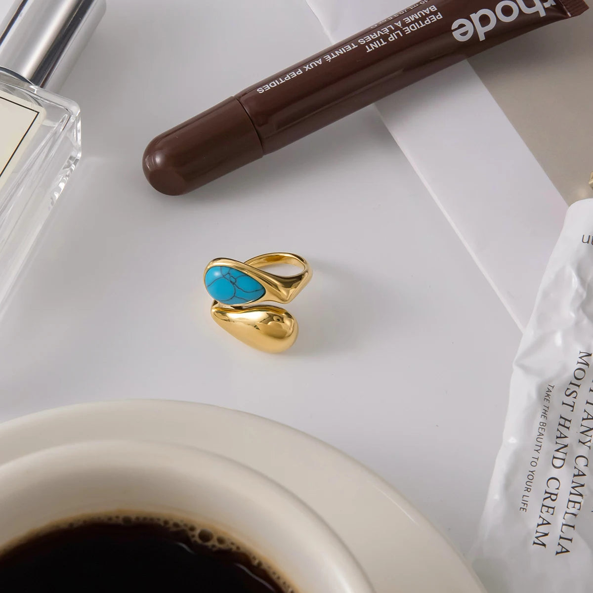 Color Stone Statement Ring Stack — Stainless Steel · PS249
