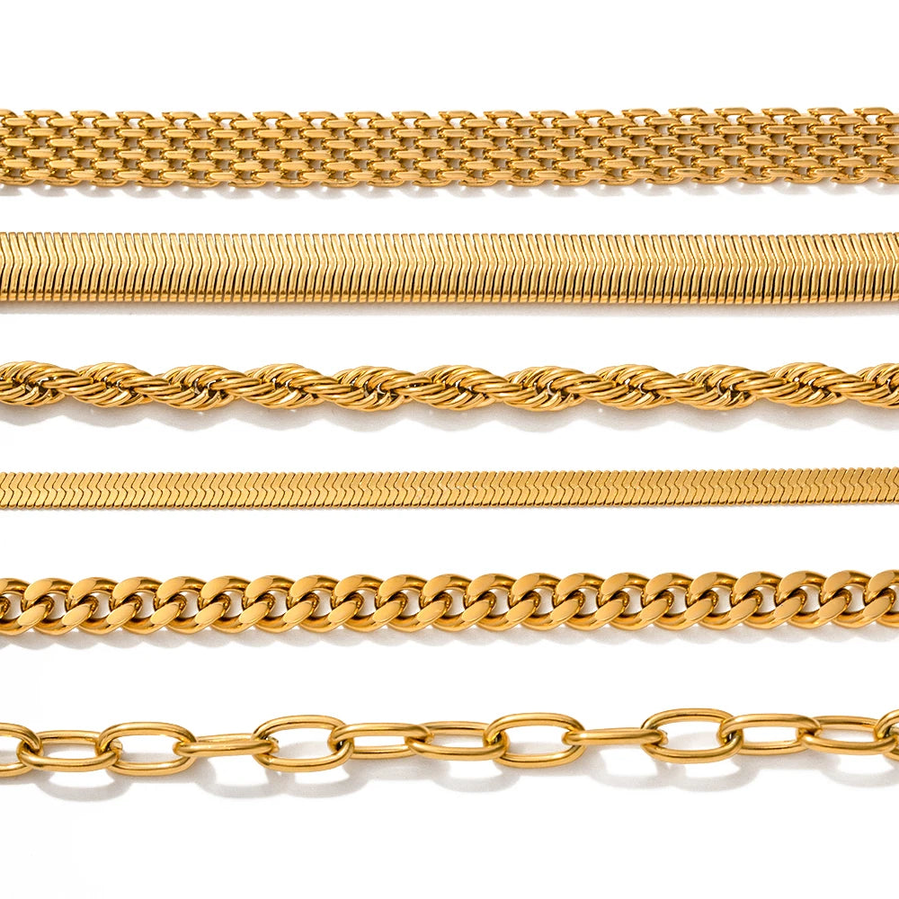 Layered Mesh Chain Bracelet Stack — Stainless Steel · PS014