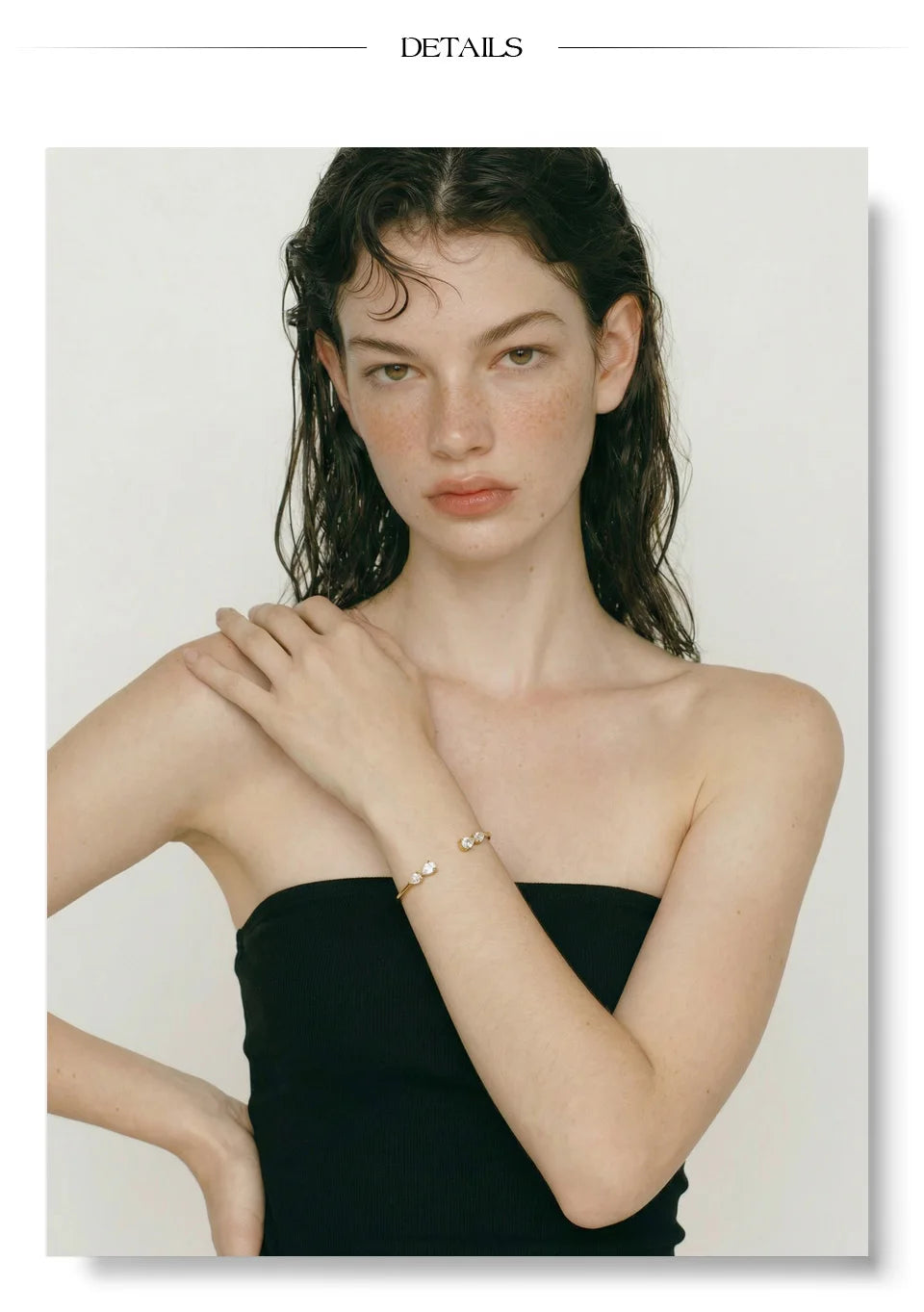Cubic Zirconia Geometric Bracelet — Gold-Plated Stainless Steel with Cubic Zirconia · PS1316