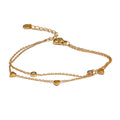 Cubic zirconia heart chain necklace in gold-plated stainless steel with cubic zirconia.
