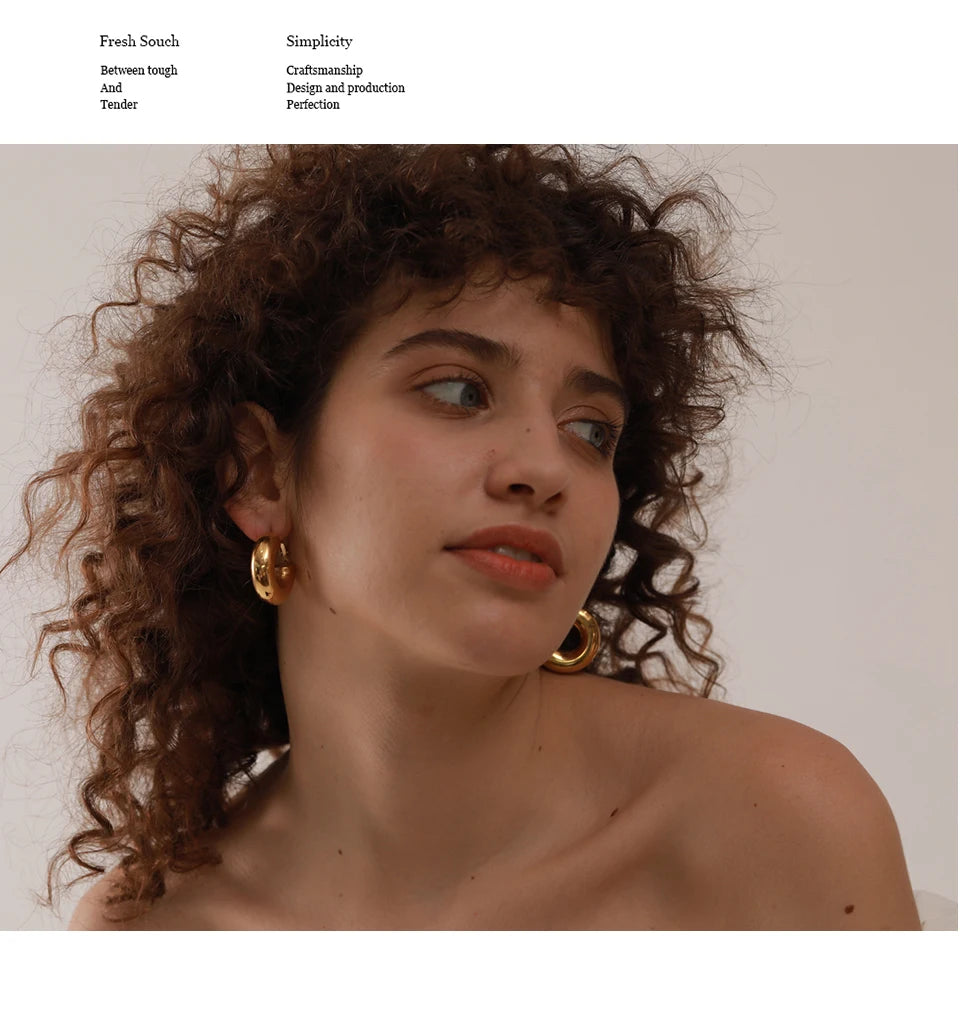 Minimalist geometric earrings in gold-plated stainless steel.