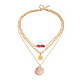 Shell Coin Layered Necklace — Stainless Steel · PS181