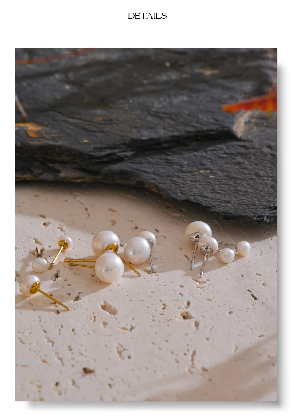 Freshwater pearl geometric earrings in gold-plated stainless steel with freshwater pearl.