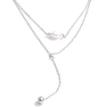 Freshwater pearl geometric chain necklace in gold-plated stainless steel with freshwater pearl.
