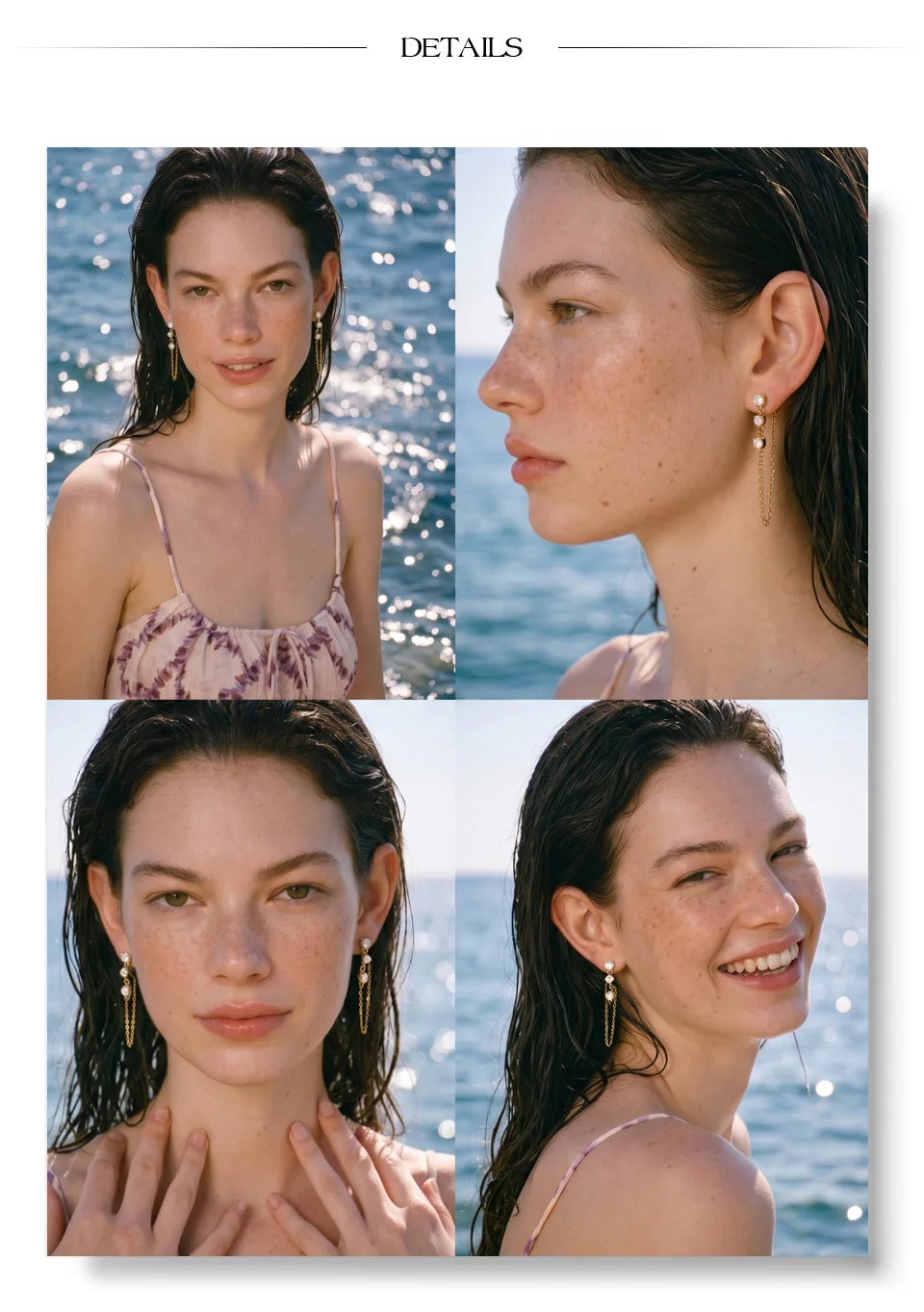 Cubic zirconia geometric chain earrings in gold-plated stainless steel with cubic zirconia.