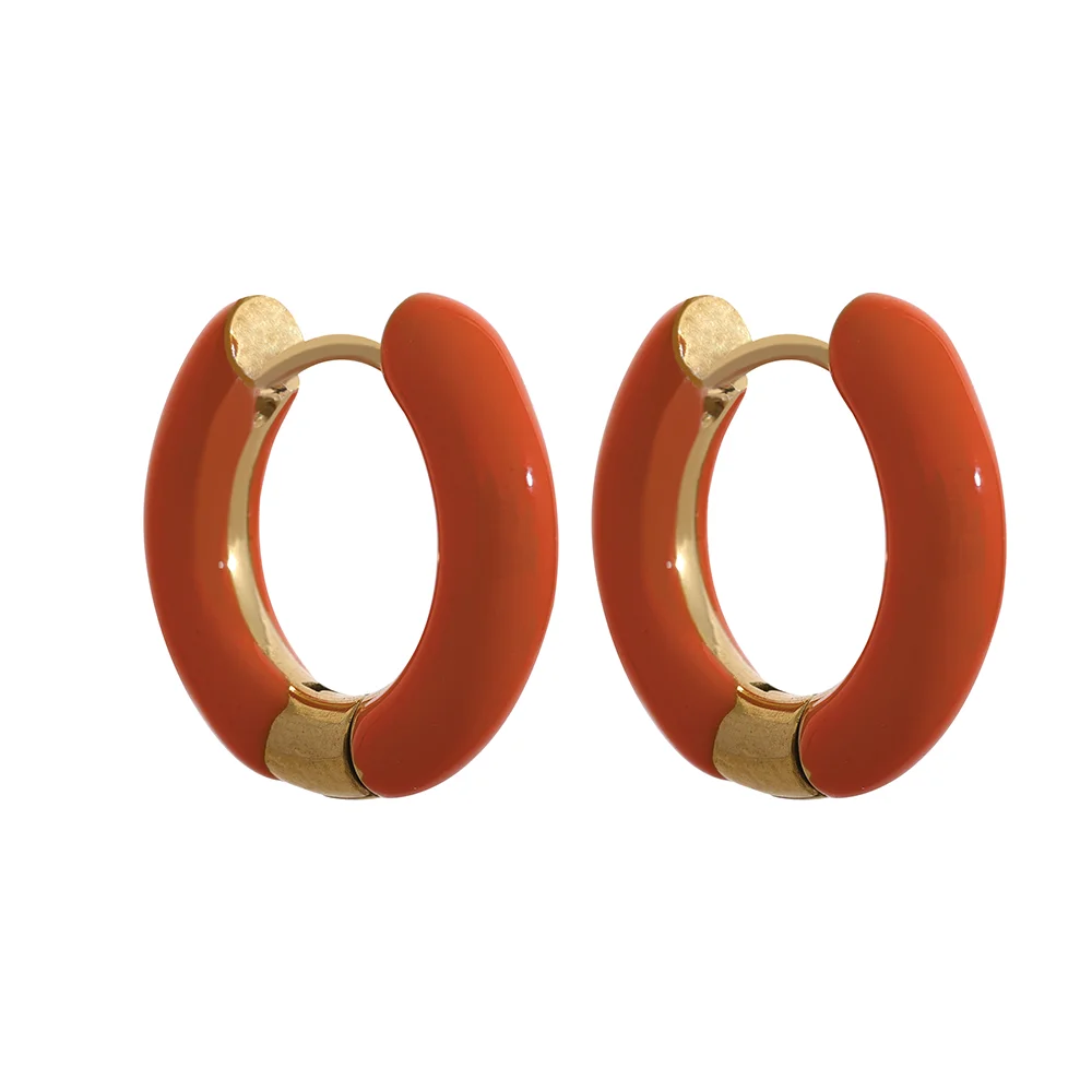 Black Enamel Geometric Earrings — Gold-Plated Stainless Steel with Enamel · PS1727