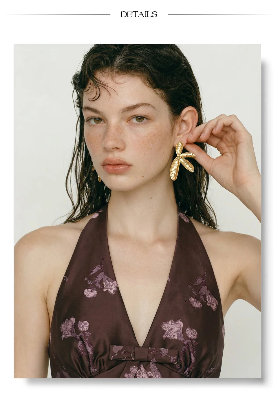 Flower Hammered Earrings — Gold-Plated Stainless Steel · PS1263