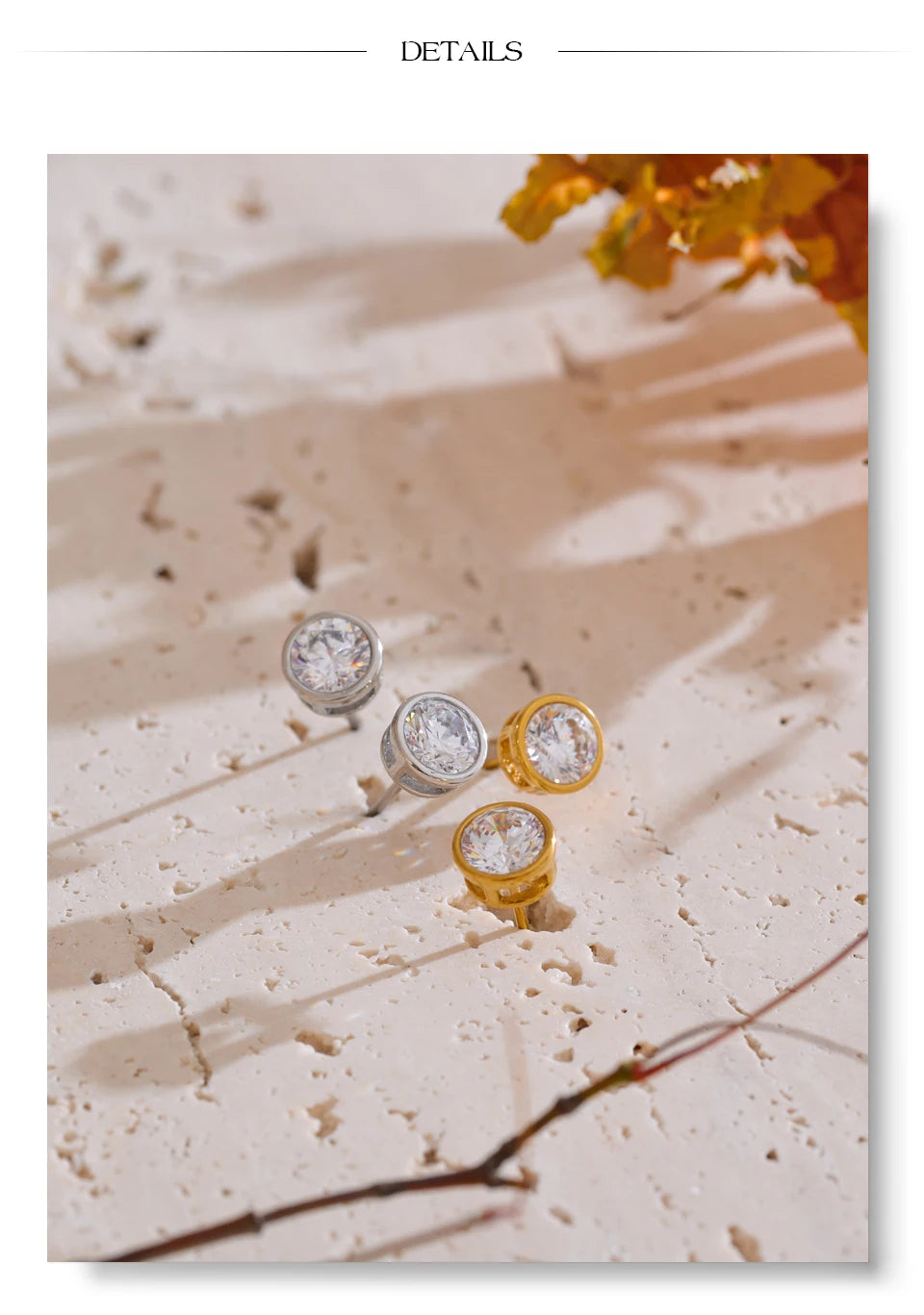 Cubic zirconia geometric earrings in gold-plated stainless steel with cubic zirconia.