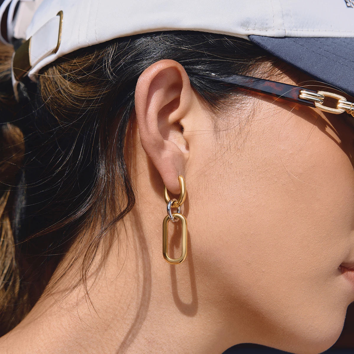 Paperclip Chain Drop Earrings — Stainless Steel · PS116