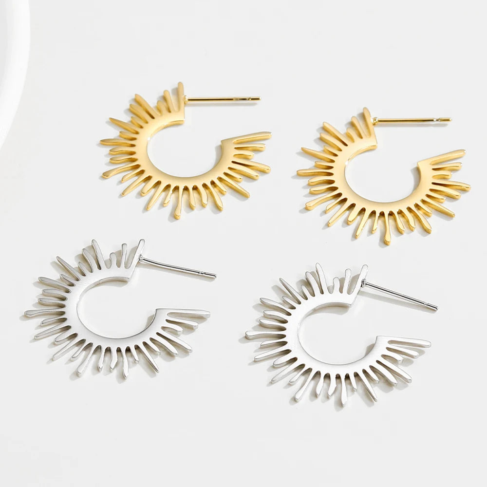 Hoop Earrings Metal Charm Y2K — 316L Stainless Steel · PS404