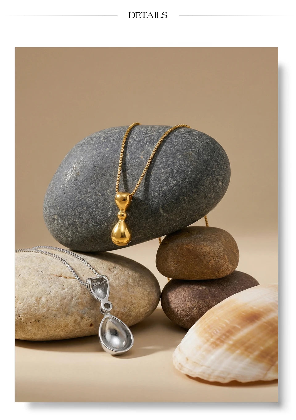 Geometric necklace in gold-plated stainless steel.